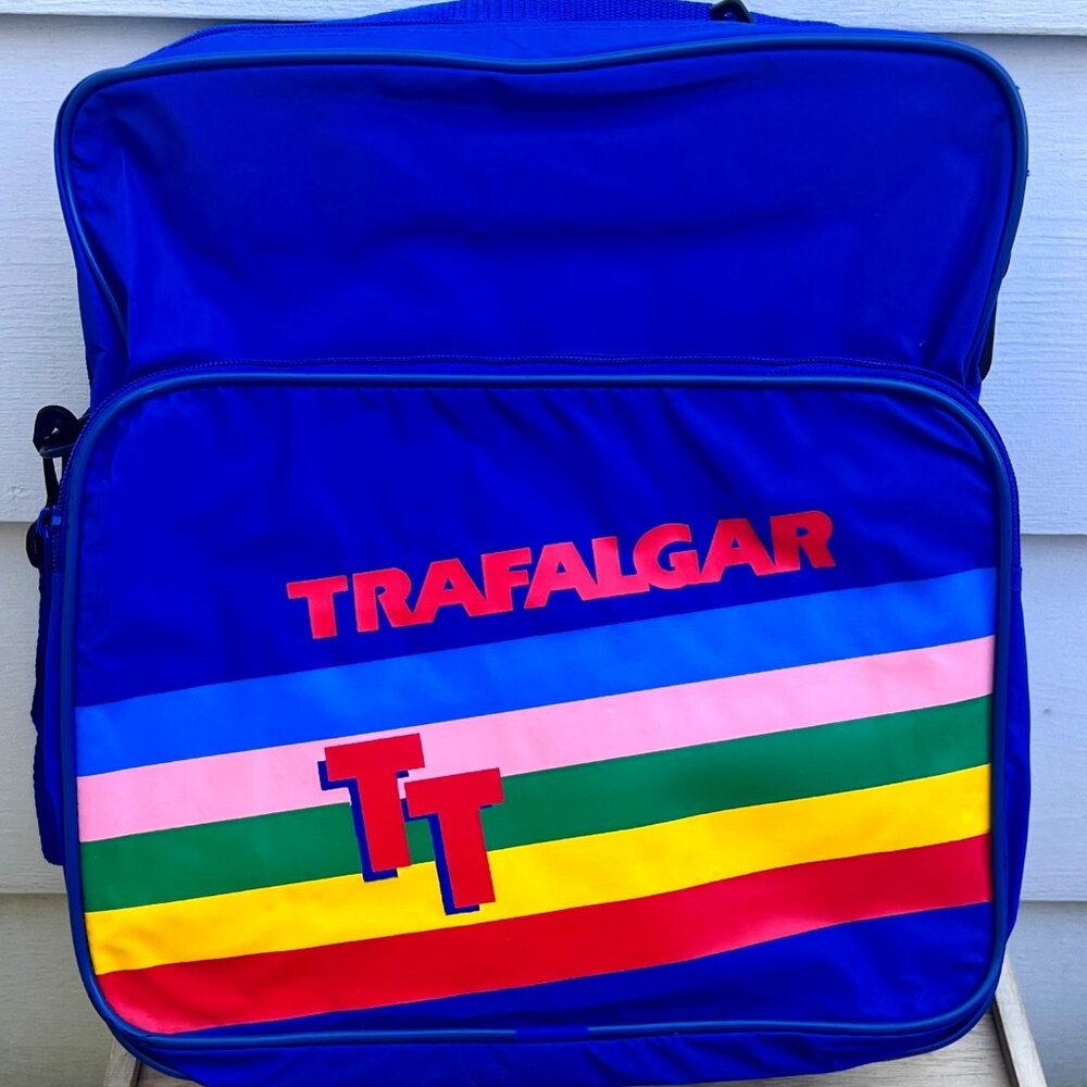 Trafalgar 1980s Vintage Retro Tote Crossbody Shoulder Bag Rainbow